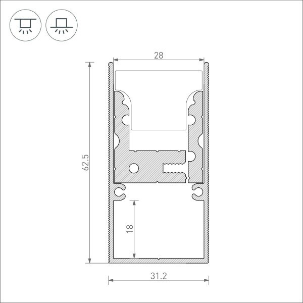 Профиль-держатель ARH-FLOOR27-H28-2000 (Arlight, Металл) 039471