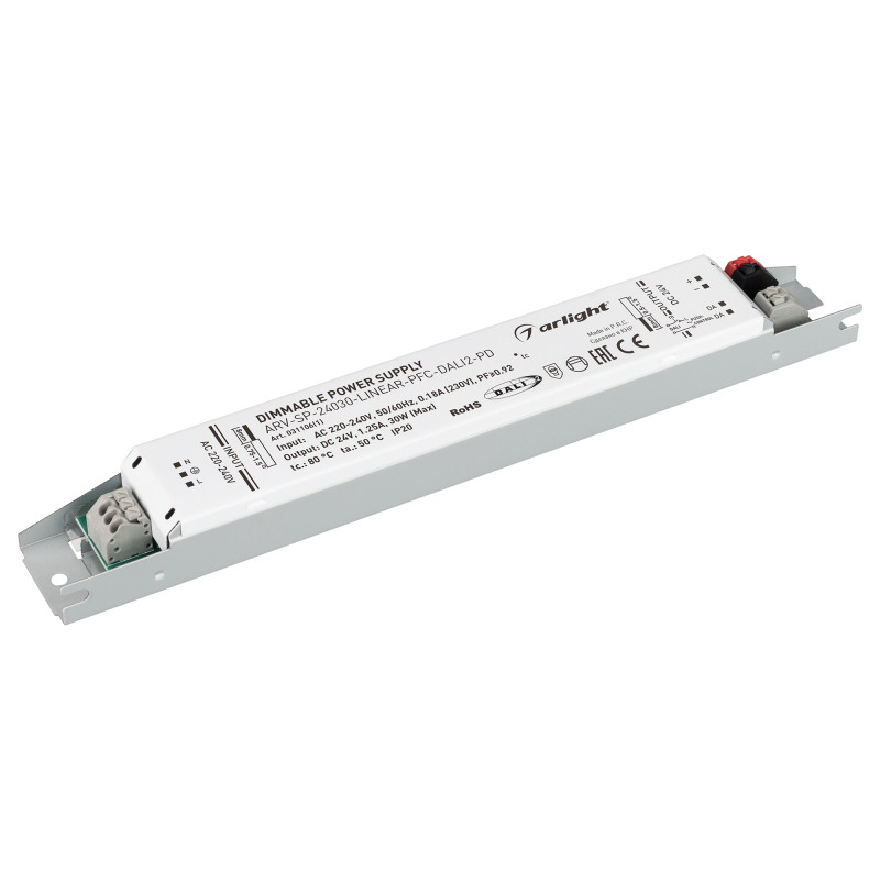 Блок питания ARV-SP-24030-LINEAR-PFC-DALI2-PD (24V, 1.25A, 30W) (Arlight, IP20 Металл, 5 лет) 031106(1)