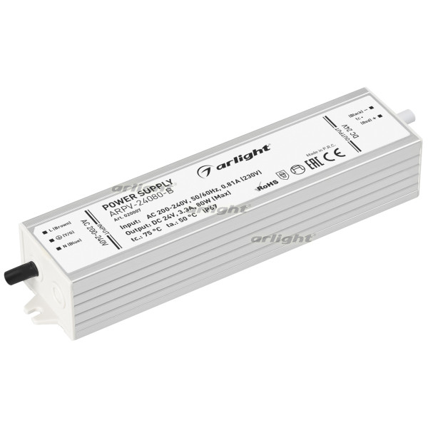 Блок питания ARPV-24080-B (24V, 3.3A, 80W) (Arlight, IP67 Металл, 3 года) 020007