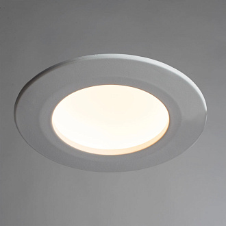Светильник 11 см, 8W, 3000K, белый, 640lm, теплый свет, Arte Lamp Riflessione A7008PL-1WH, встраиваемый светодиодный