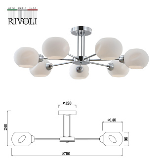 Люстра 75*75*24 см, 7*Е14 Rivoli Doris 2080-307, хром