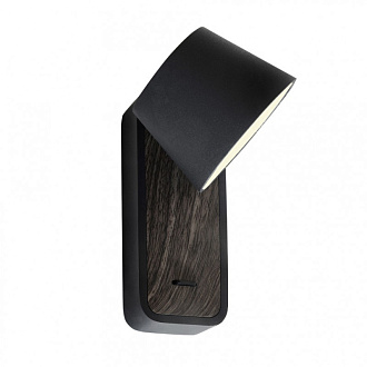 Бра Favourite Skandi 2837-1W, D100*W90*H160, каркас черного цвета со вставкой из металла под темное дерево; поворотный плафон, акриловый матовый рассеиватель