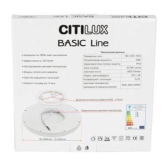 Светильник накладной 30*2,5 см, LED 30W*Мульти Citilux CL738241VL Бейсик Лайн Черный 