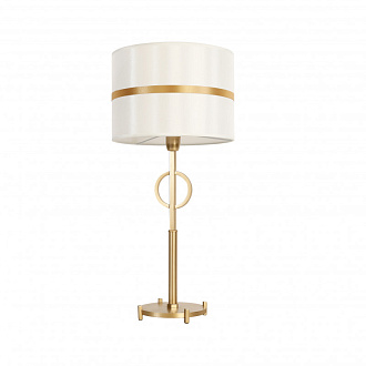 Настольная лампа Favourite Mateo 2634-1T, D270*H570, золотой каркас, плафон из белой ткани с золотой лентой