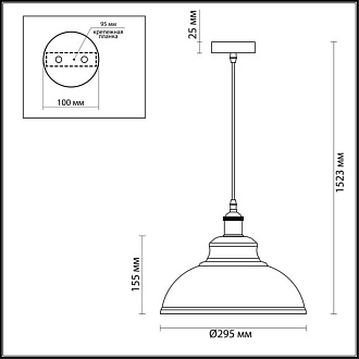 Подвесной светильник диаметр 30 см Odeon Light 3367/1 Белый, бронза
