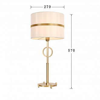 Настольная лампа Favourite Mateo 2634-1T, D270*H570, золотой каркас, плафон из белой ткани с золотой лентой